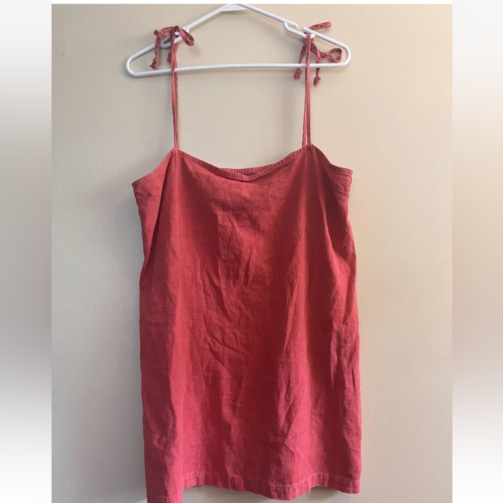 Urban Renewal Vintage 100% Linen Mini Dress Pink Large Square Neck Line